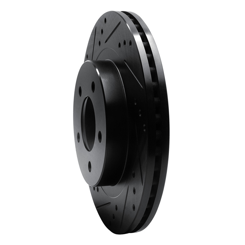 Chrysler 300M Brake Rotor (1) - Front Left - R1 Concepts - Drilled & Slotted - Black - `98-`04